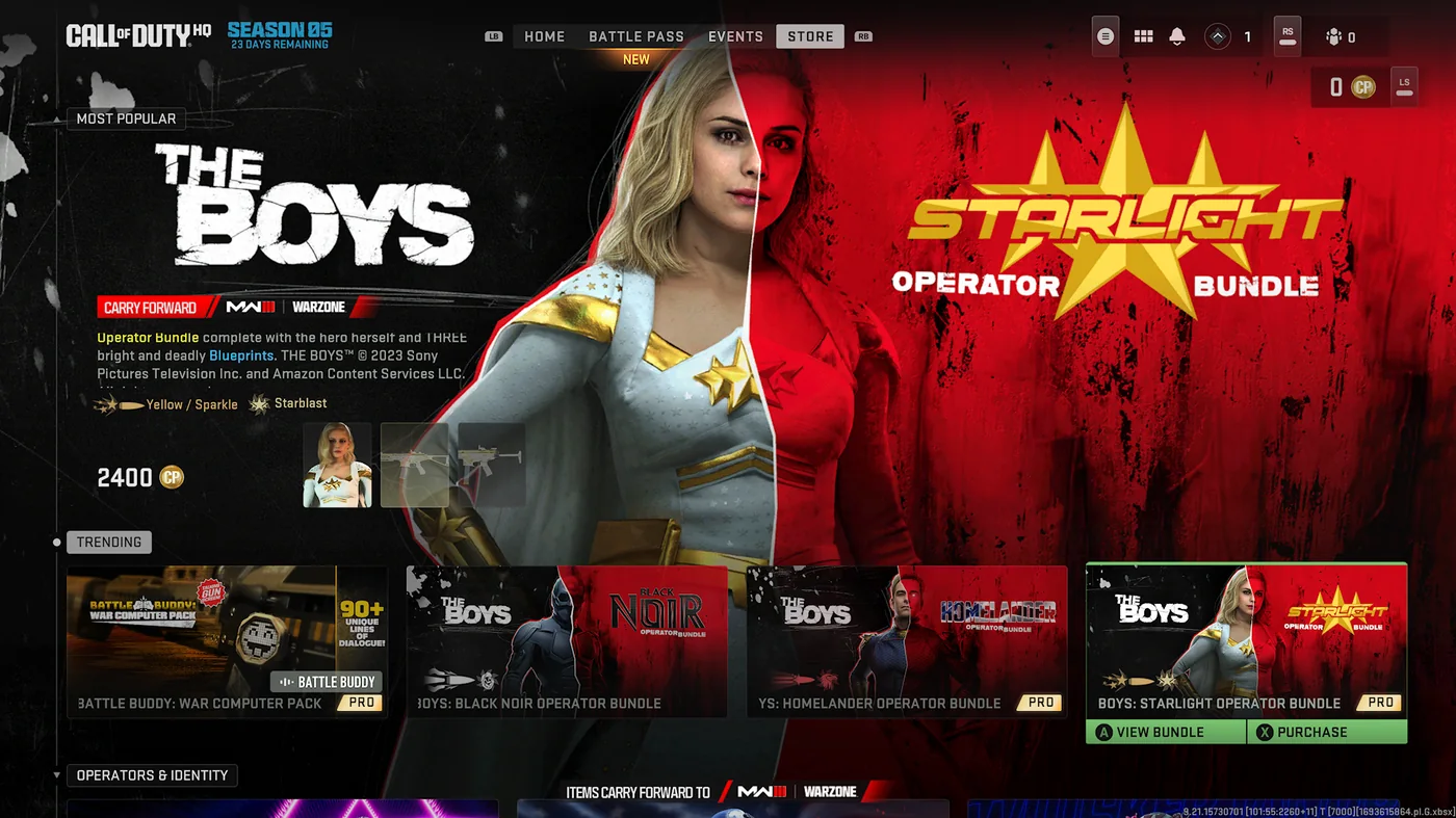 Modern Warfare II in-game store featuring a bundle