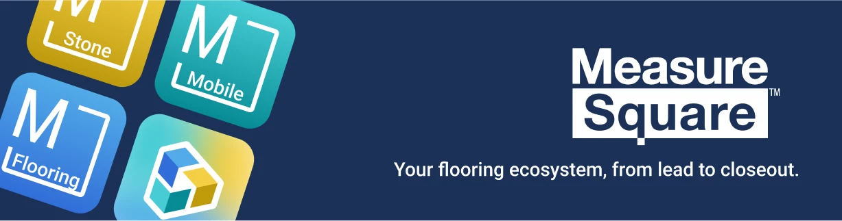 Banner showing the four product icons with the line: Your flooring ecosystem, from lead to closeout