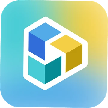 MeasureSquare CRM app icon: three stacked cubes in blue, teal and gold