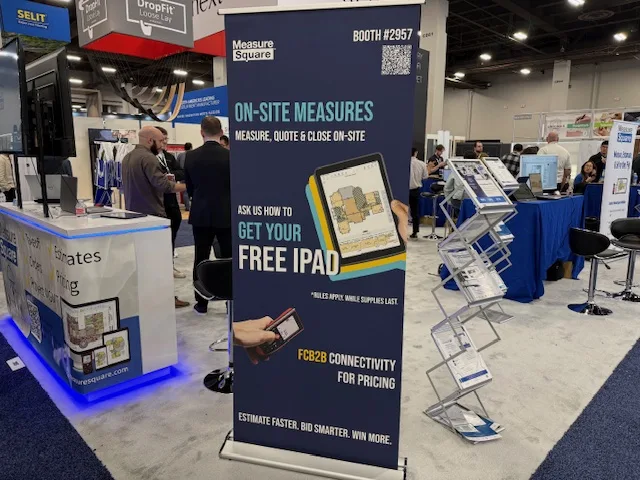 Pull-up banner at the MeasureSquare booth promoting on-site measuring